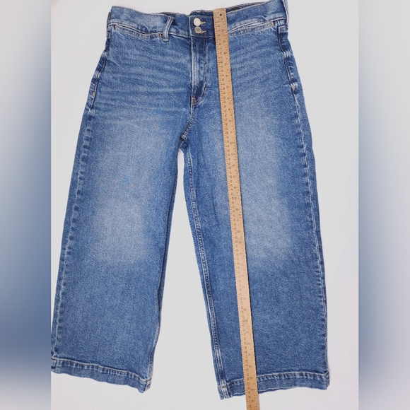 Banana Republic High Rise Wide Leg Crop Medium Wash Blue Jeans 30 - Picture 8 of 14